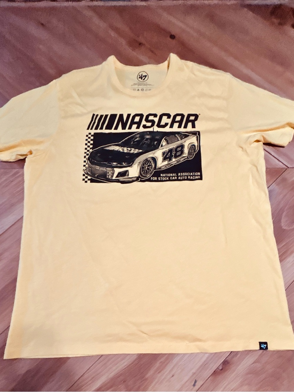 47 NASCAR Graphic Tee in Light Yellow with black Print - Picture 2 of 6